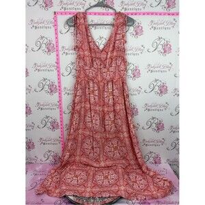 Dress long maxi paisley print red Sleeveless Coral Patterned Maxi Dress